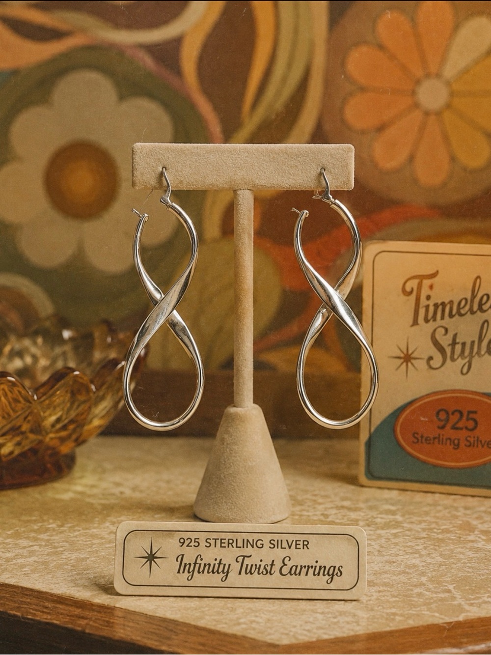 Earrings Retro 925 Sterling Silver Infinity Twist Earrings